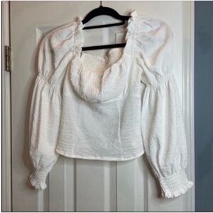 Astr white puff sleeve top